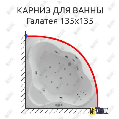 Карниз для ванны Aquatek Галатея 135х135 Усиленный 20 мм MrKARNIZ